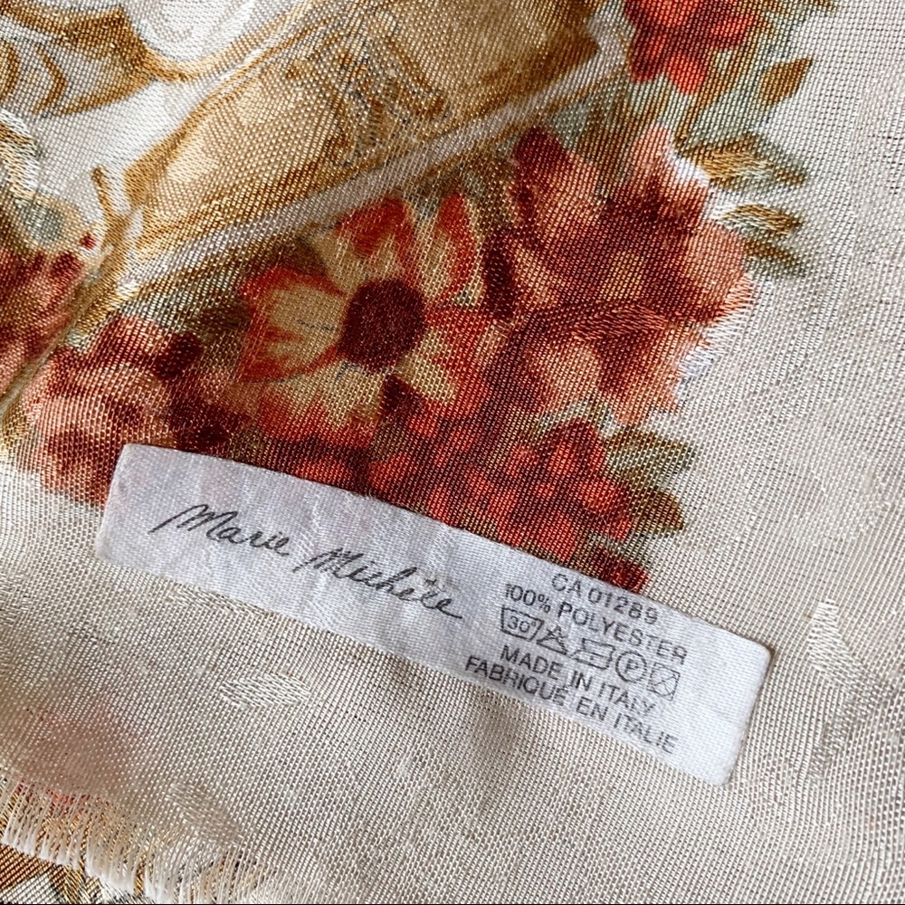 Vtg Floral Scarf Made in Italy Polyester Square - Picture 8 of 9